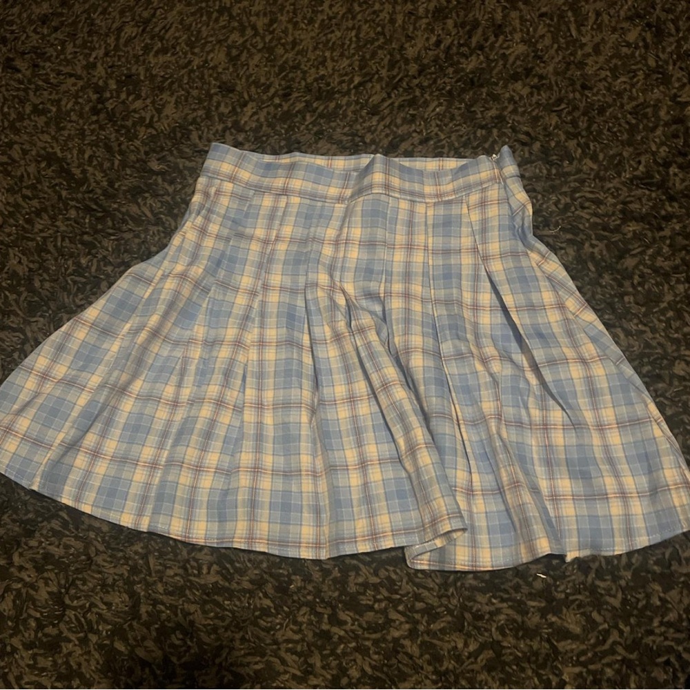 Chic Blue Plaid Skater Skirt